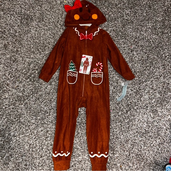 Other - Brown Gingerbread Onesie with Red Accents